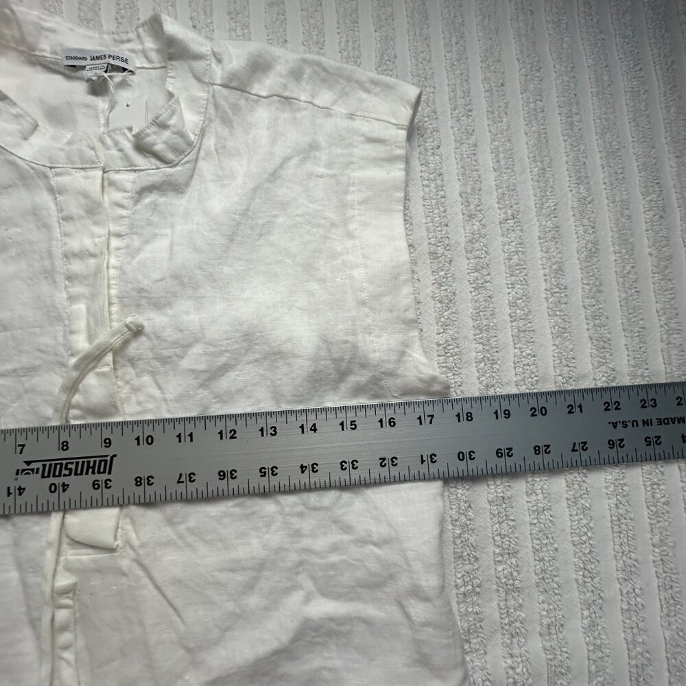 James Perse Standard Drawstring Waist Linen Shift Dress Size 1 White New $205 — image 7 of 8